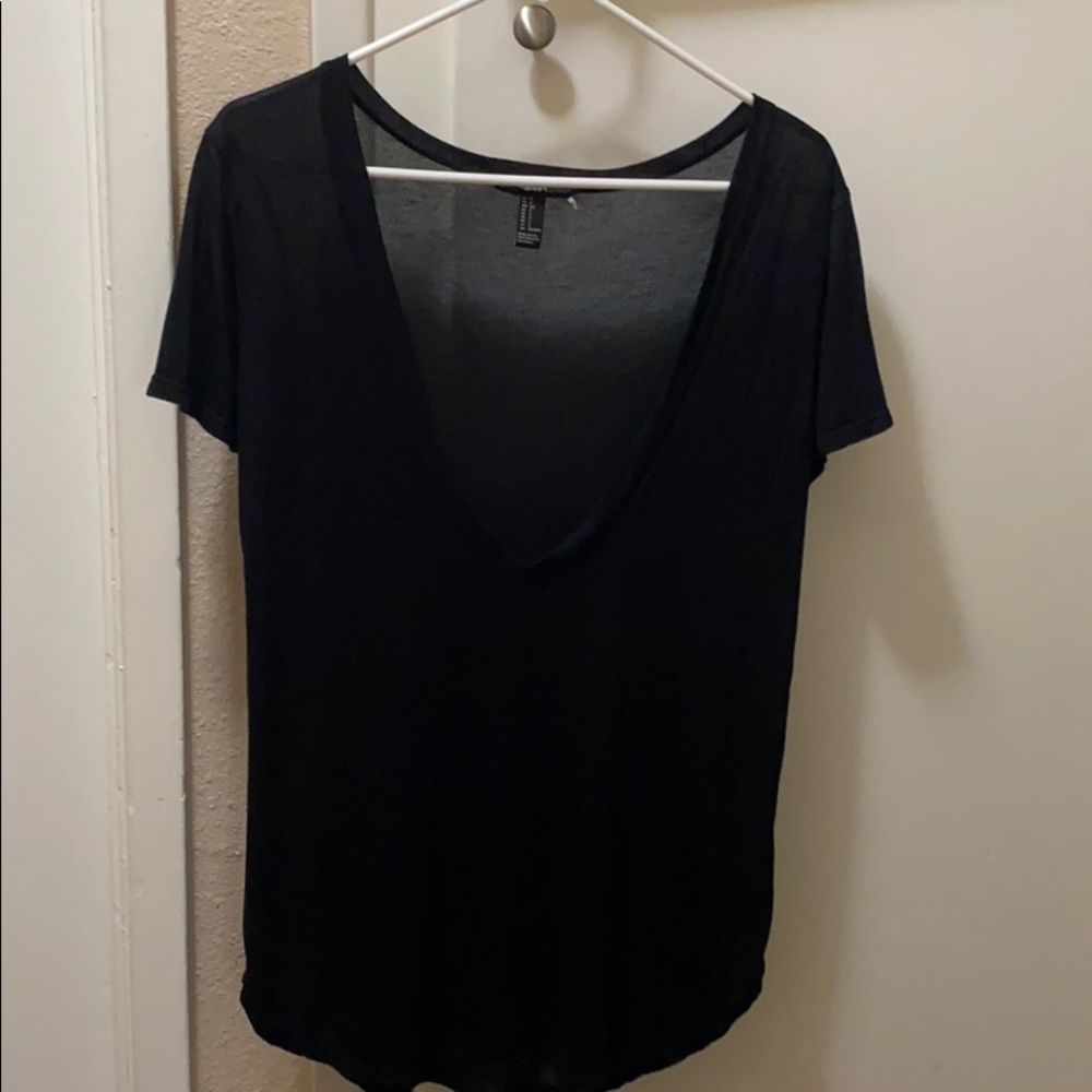 Black low plunge shirt